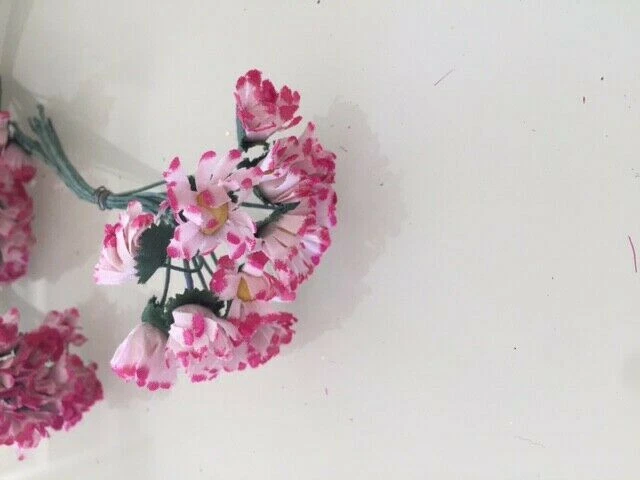 NEU💐2 Bund je 12 Stiele Kunst/Seidenblumen weiß/pink L= 12 cm weiß/ Textil