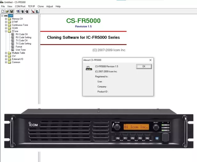 ICOM CS-FR5000 Rev. 1.6 PROGRAMMING & CLONE SOFTWARE for IC-FR5000, IC-FR6000