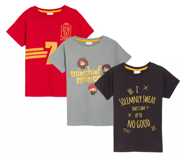 3 Pack Harry Potter T-Shirts Kids Hogwarts Ron Hermione Quidditch Short Tees Top