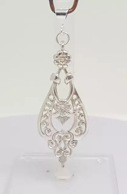 Gorgeous Sparkling Ornate Art Nouveau Design Long Pendant 925 silver 3.4g #21538 2