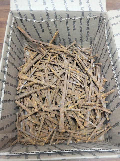K411- 13 lbs SALVAGED Assorted Antique Original Cut Nails - HARDWARE - SALVAGED