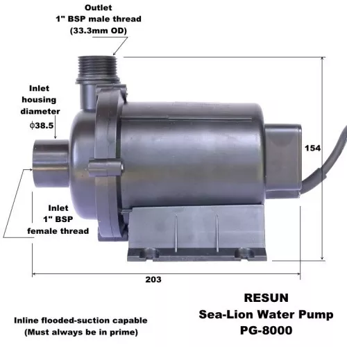 Resun Sea-Lion 6000L/hr 240V Pond Water Pump  PG-6000 - 10m cable 3
