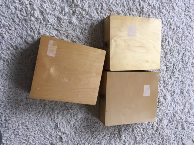 3x Photax Wooden Slide Storage Box Boxes 105 Capacity In Each. + Index Cards 3