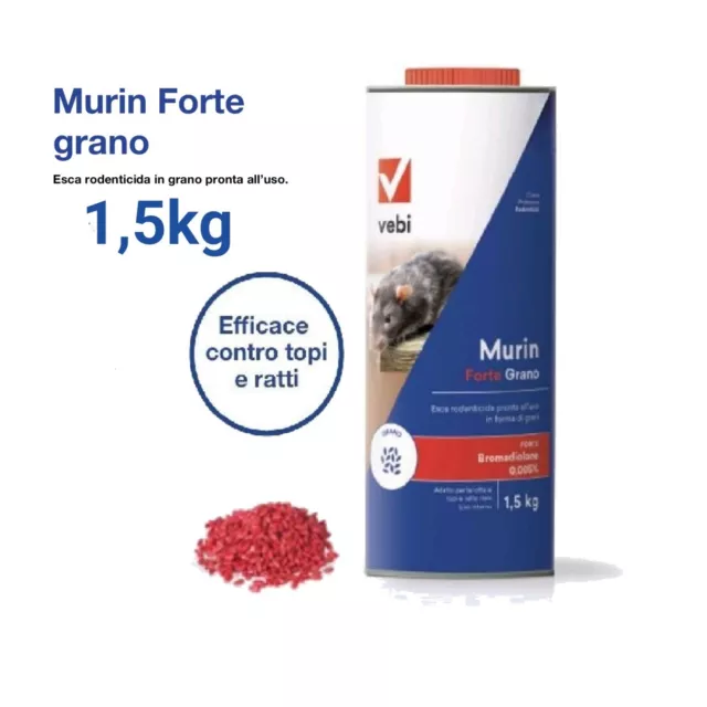 Vebi MURIN FORTE GRANO → 1,5 kg - Veleno Esca Topicida Ratticida Topi Ratti