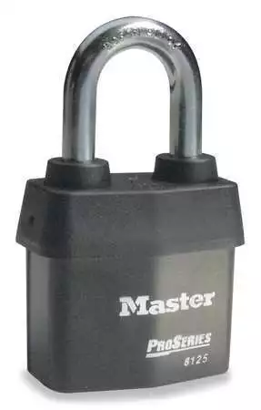 Master Lock 6125 Padlock, Keyed Different, Standard Shackle, Rectangular Steel