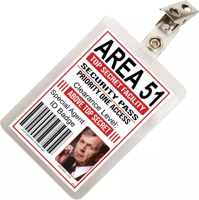 Cigarette Smoking Man XFiles Area 51 ID Badge Costume Cosplay Prop Name Tag XF-4