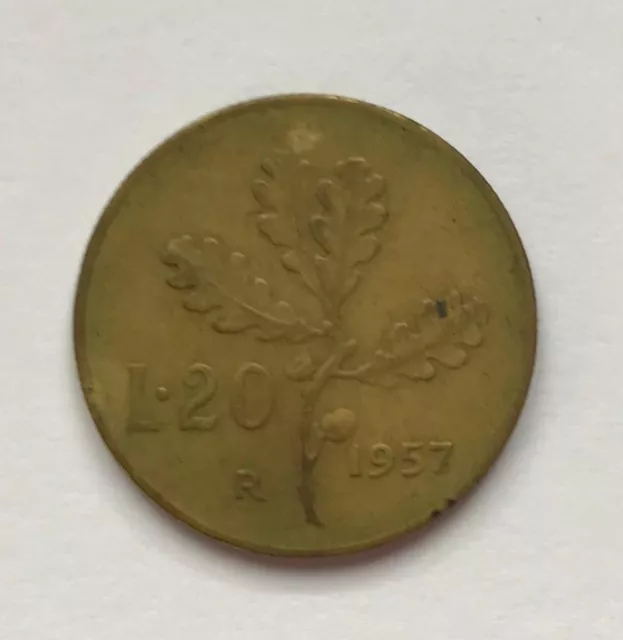 Rara moneta da 20 Lire, anno 1957.