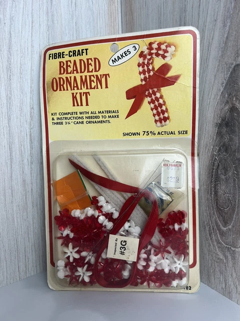 Kit de adorno de caña de caramelo artesanal de fibra 1979 vintage nuevo de lote antiguo