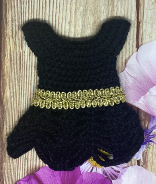handmade crochet little black dress doll toy clothes diy cute small fashion bear