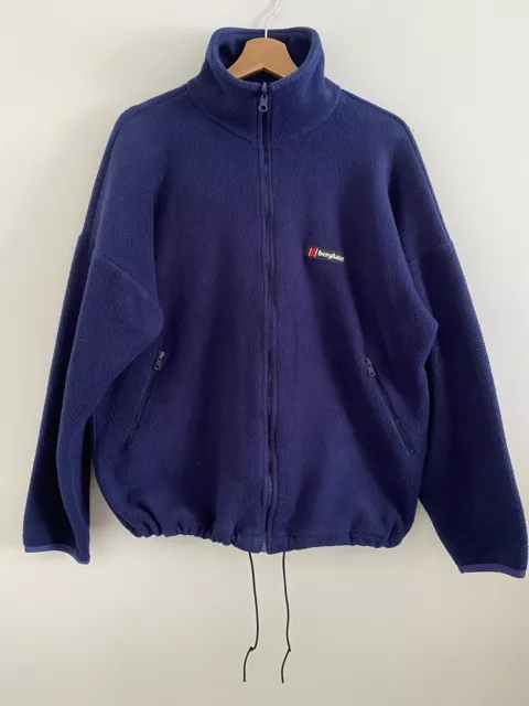 Berghaus Large Blue Polartec Vintage Full Zip Fleece Size L 90s Oversized Baggy