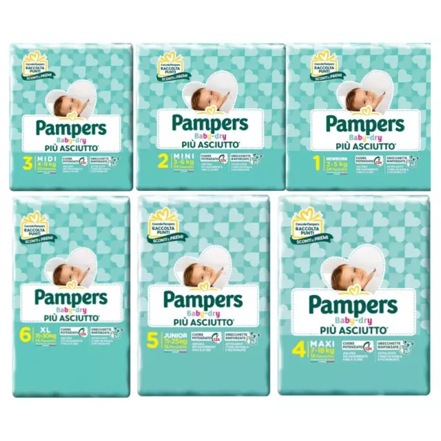PANNOLINI PAMPERS BABY Dry Taglie 1 2 3 4 5 6 EUR 4,90 - PicClick IT