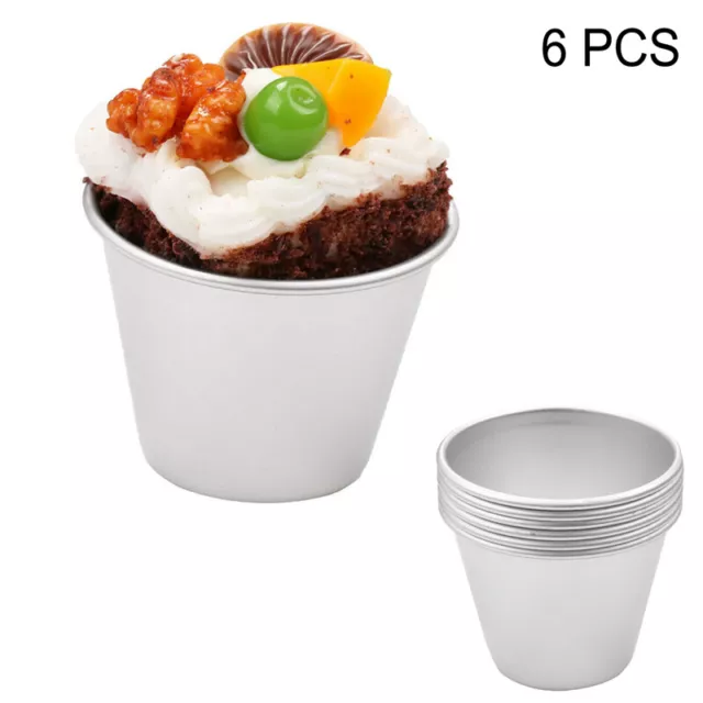 6pc Aluminium Cake Baking Cup Dariole Mould Pudding Dessertc Mould