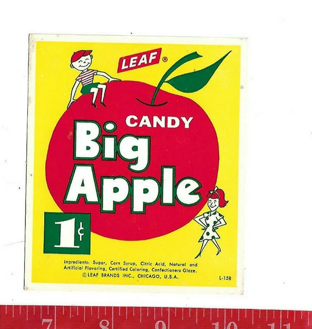 Vintage vending machine display 1c Leaf  Big Apple candy card