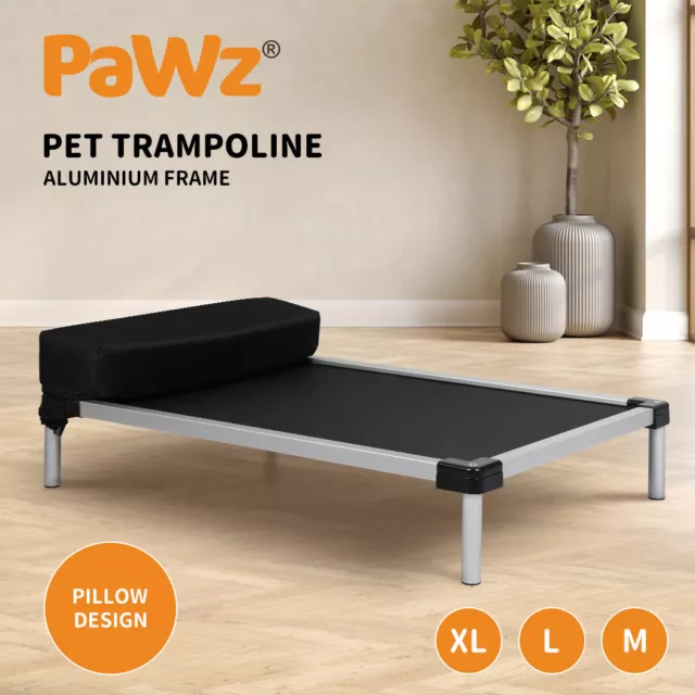 Pawz Pet Trampoline Elevated Raised Dog Bed Aluminium Frame Chew Proof Pillow