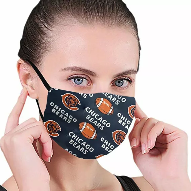 2 PACK Chicago Bears Face Mask Fabric Washable, Reusable Handmade Made In USA 2