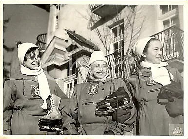 1940 ca KRYNICA (DE) Pattinatori squadra VARSAVIA primo allenamento Fotografia