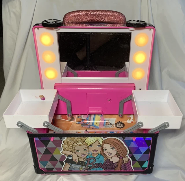 BARBIE SPARKLE AND Shine Rolling Light Up Vanity Makeup Train Case TESTED WORKS 29.88 PicClick