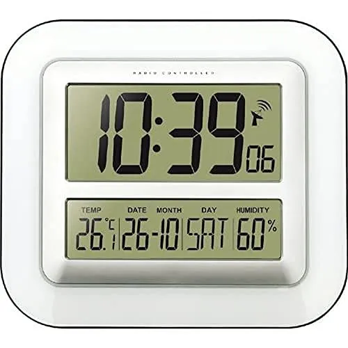 TechnoLine WS 8006 Orologio Radio, Plastica, Argento/Bianco, 23.5 x 2.7 x 19.5 c