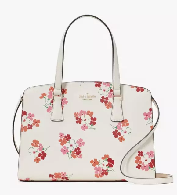 Kate Spade New York Perry Floral Medium Leather Satchel Cream Multi KC468