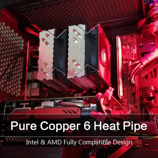 SNOWMAN 6 HEAT Pipe Cooling CPU Cooler Fan 4 Pin PWM Quiet Radiator (2 ...