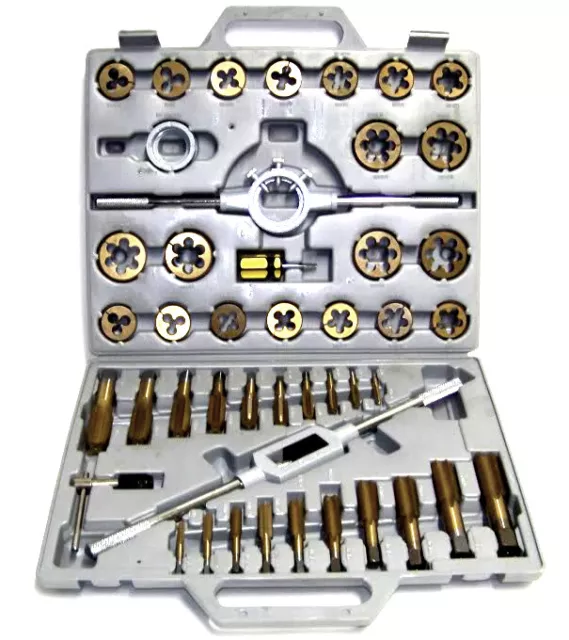 45 pc Tap and Die Set Metric Titanium Heat Treated Tungsten Steel Construction