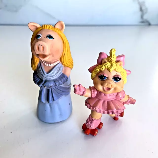 Vintage Muppet Babies Miss Piggy Rollerskating 1986 & Jim Henson 1978 Puppet A5