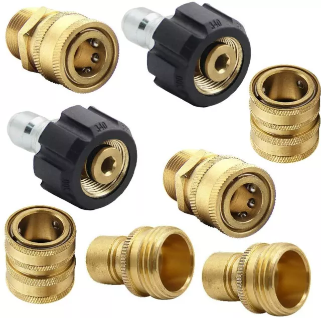 8Pc Pressure Washer Adapter Set Quick Disconnect Kit M22 Swivel to 3/8'' Connect