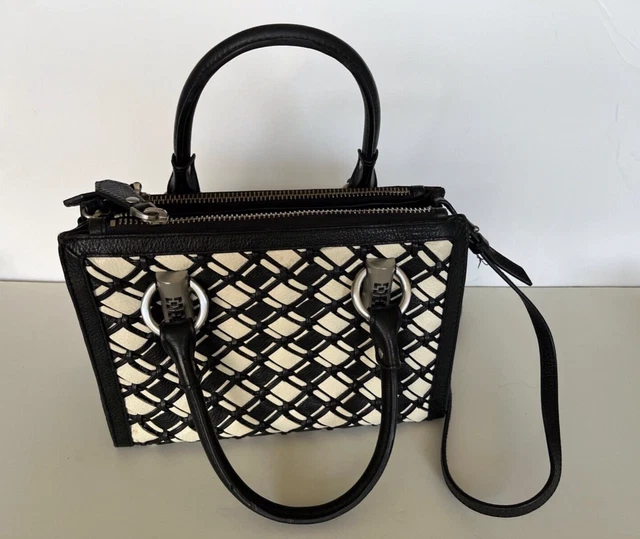 Trina Turk Leather Woven Purse B&W Shoulder Bag or Satchel