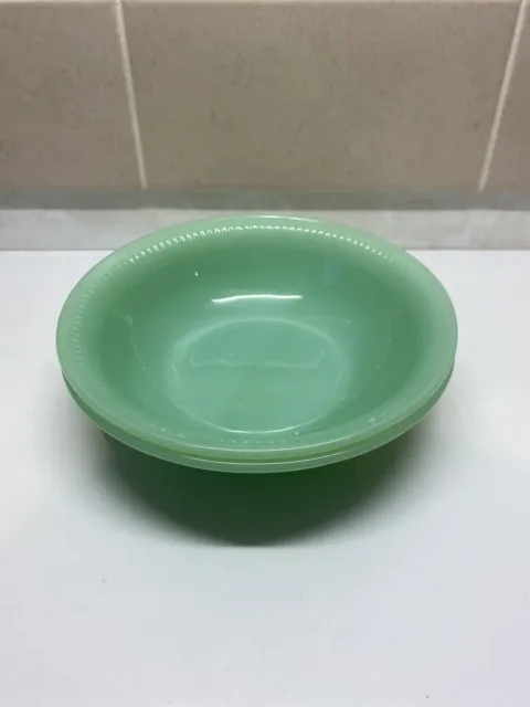 Pair Of Vintage Fire-King Oven Ware Jadeite Green SMALL 6 Inch Bowl