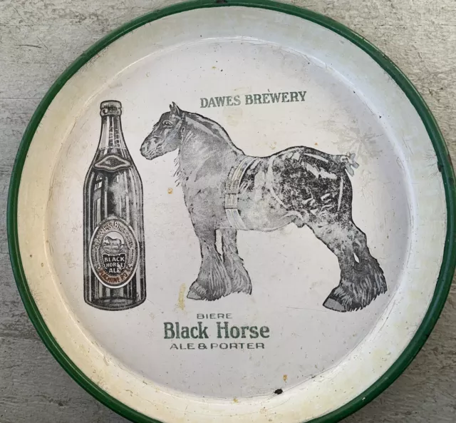 Vintage Dawes Brewery Black Horse Ale & Porter Ceramic Beer Tray