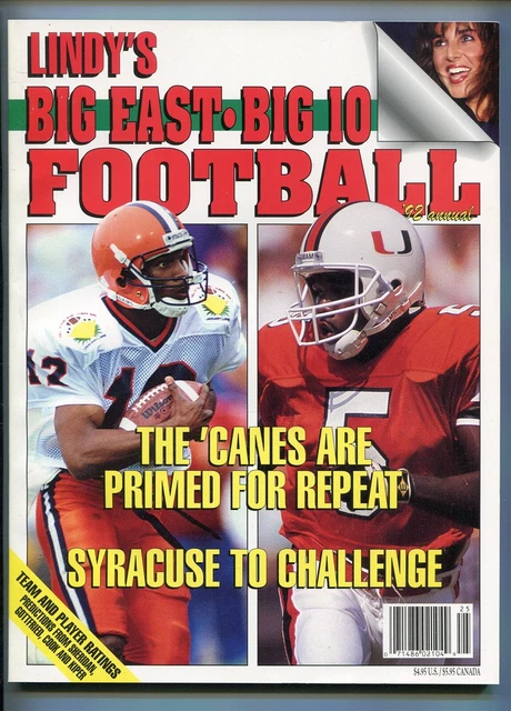 1992 LINDY'S BIG East Football Magazine Miami Syracuse 89711b55 EUR 16 ...