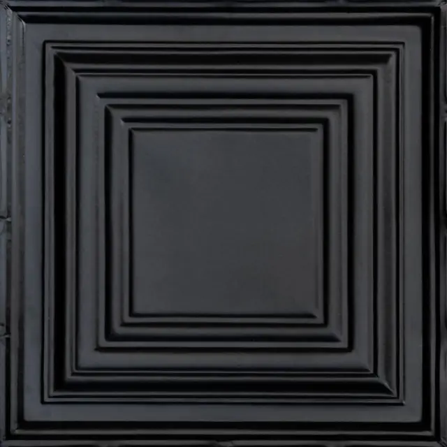Plain To Beautiful Surface Mount Ceiling Tile Satin Black Decorative Tin Style