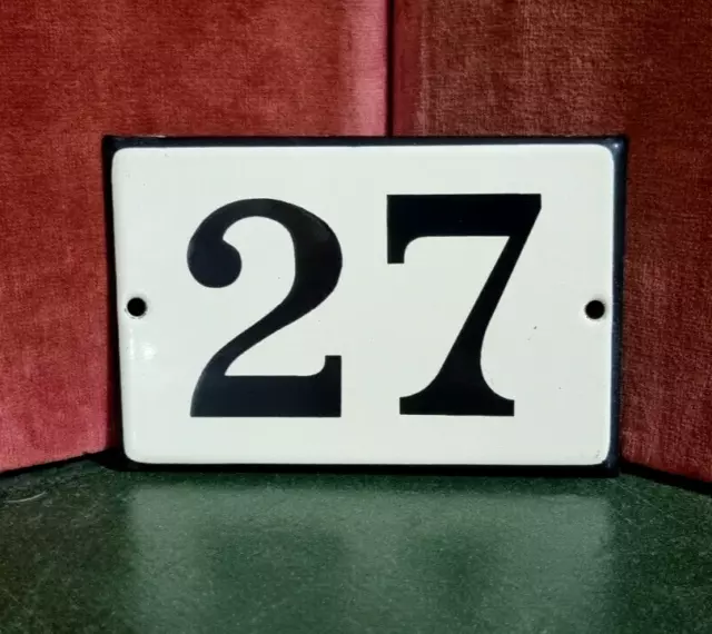 Vintage French enamel house sign number 27 for door gate wall street entry .