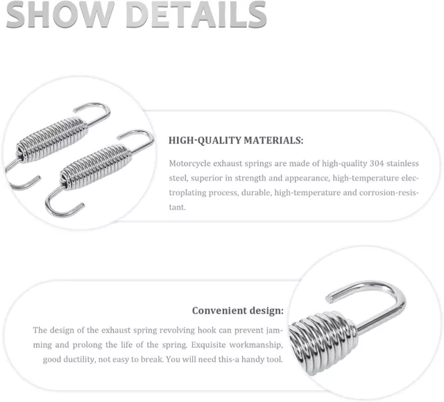 10 Molle Di Scarico per Moto, in Acciaio Inox, 58 Mm, Con Gancio a Molla per Sil 3