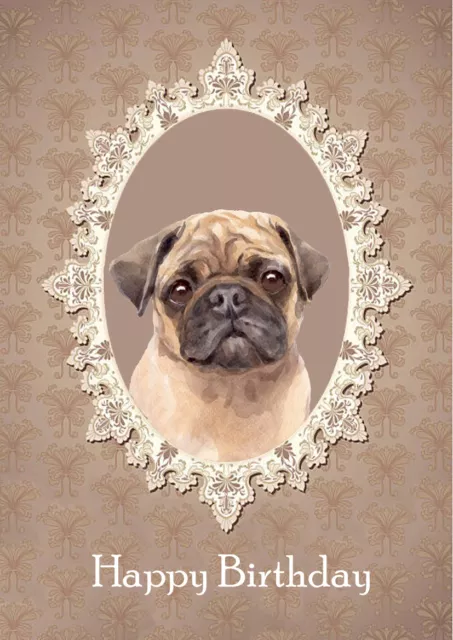 Pug Dog Fawn Dog Birthday Greetings Note Card