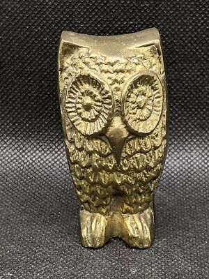 Brass Owl Metal Figurine Nocturnal Figure Night Bird Paperweight desk decor gift