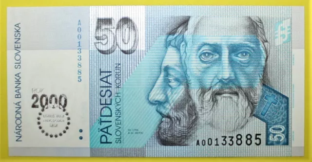 A12 - Slovakia 50 Korun 1993 Crisp Uncirculated Banknote P. 35 *** Milenium 2000