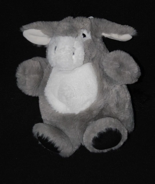 Peluche doudou marionnette âne cheval RODADOU RODA gris noir blanc NEUF