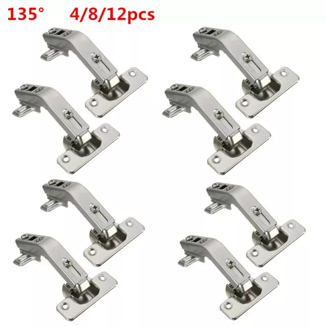 4/8/12 Pcs Kitchen Cabinet Hinge Cupboard Wardrobe 135° Corner Fold Door Hinges