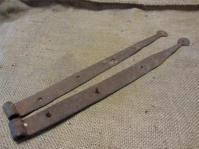 Vintage Handforged Iron Barn Hinges Antique Hardware Primitive Door Farm 8969