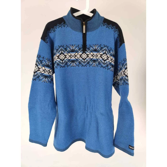 (V) ICEWEAR Iceland 100% Pure New Wool Sweater Winter Print Sz XXL