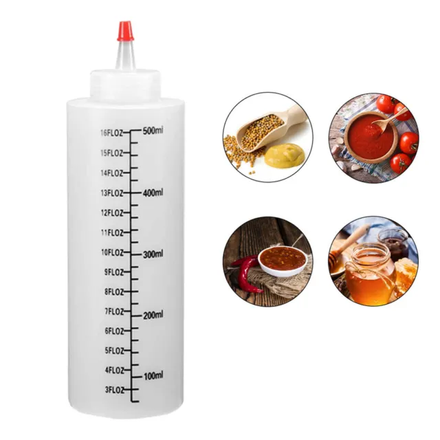 6X 250/500ML Sauce Measuring Squeeze Bottle Crafts Condiment Mustard Dispenser