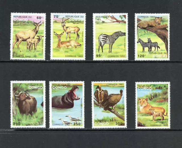 R0538   P.R. Congo  1993   fauna  wild animals  8v.   MNH