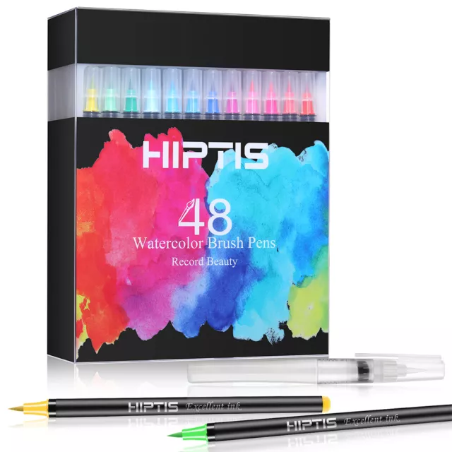 48 Colors Tips Soft Brush Drawing Pens Watercolor Art Markers Set for Coloring