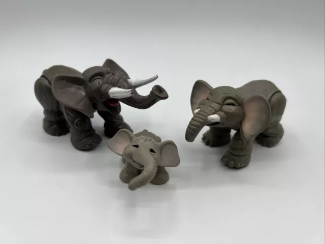 Lot of 3 Vintage Cute Elephant Family Toy Figures 1995 F-P INC FP Baby Safari