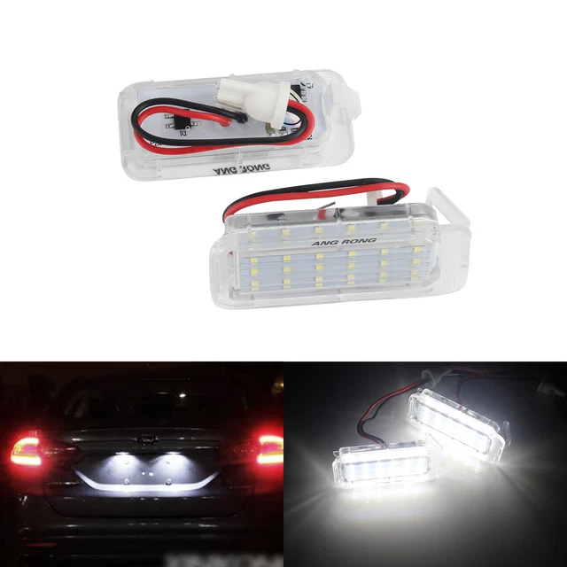 Lot De 2 Feux De Plaque D’immatriculation LED Pour Ford Fiesta, Focus, Kuga, Etc. Et Jaguar XJ – Lumière Blanche, Sans Erreur