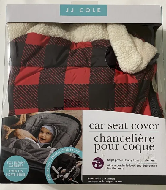 JJ Cole Car Seat Cover Buffalo Check red & black for infant carriers new in box