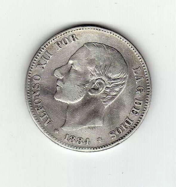 Alfonso XII : 2 Pesetas 1884 (-84) MSM ( plata )