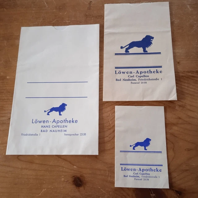 Alte Apotheker Tütchen Original Löwen-Apotheke BAD NAUHEIM Friedrichstr.1