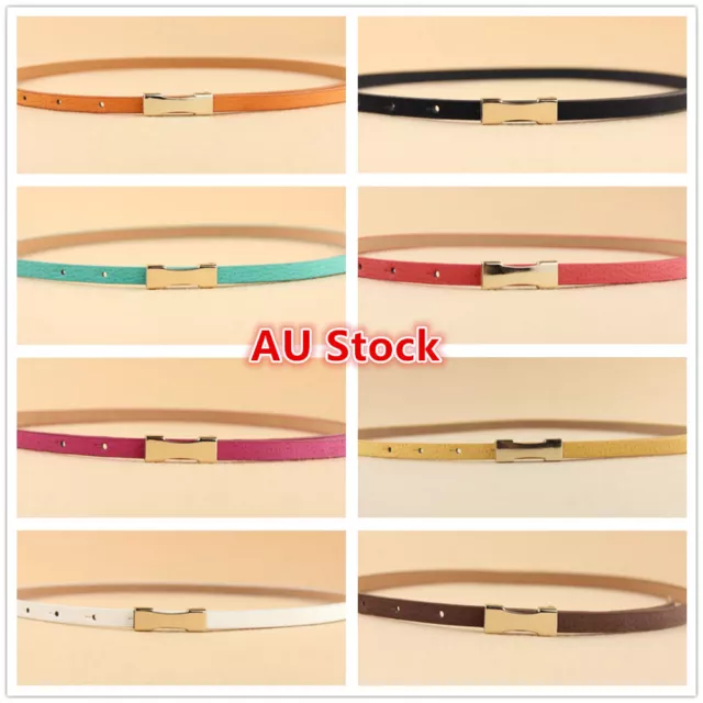 Ladies Slim Fashion Waist Belt Dress Access Thin Skinny PU Leather Belt Women